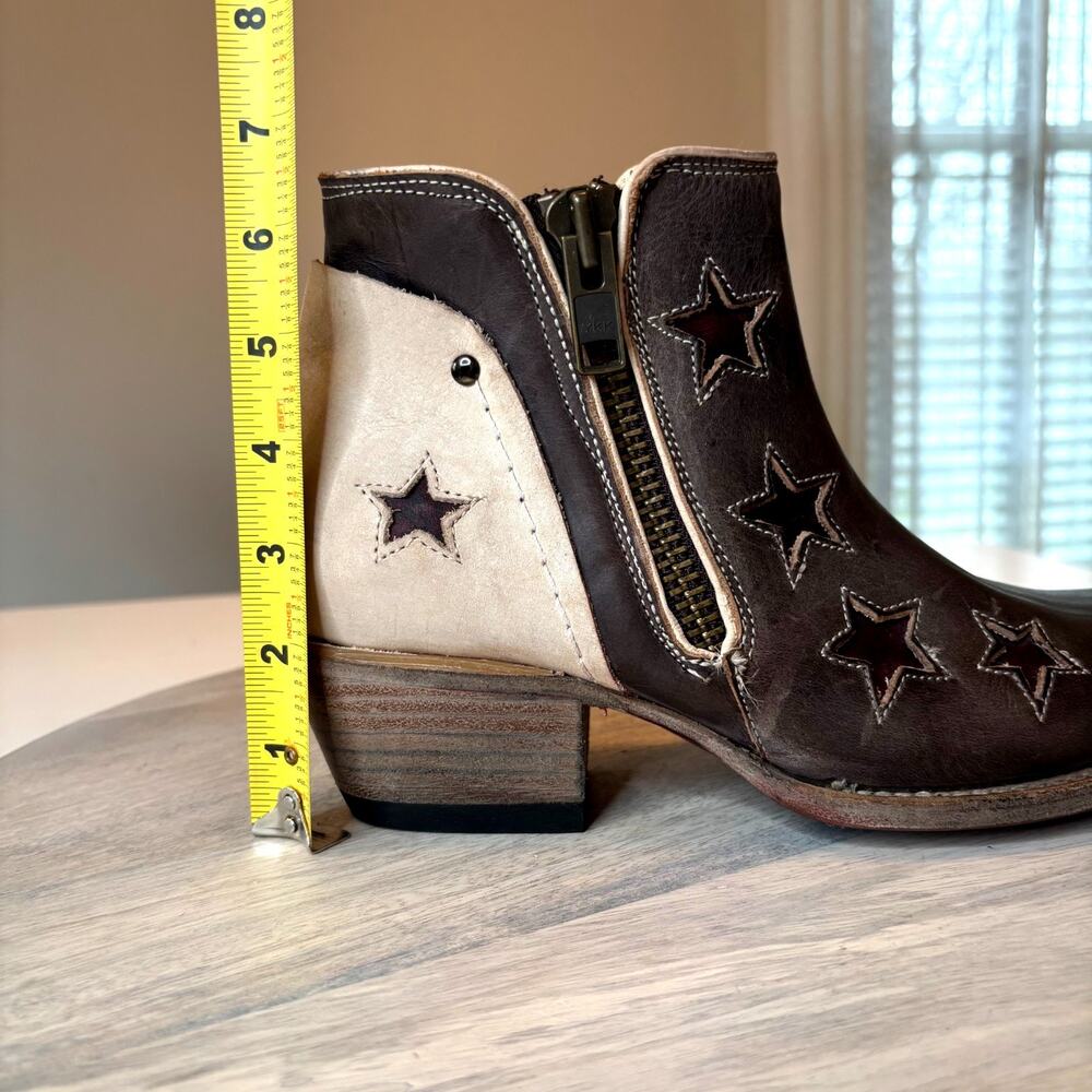 Freebird Weaver Star Cutout Leather Ankle Boots Brown Western Women's Size 8 - Picture 11 of 11